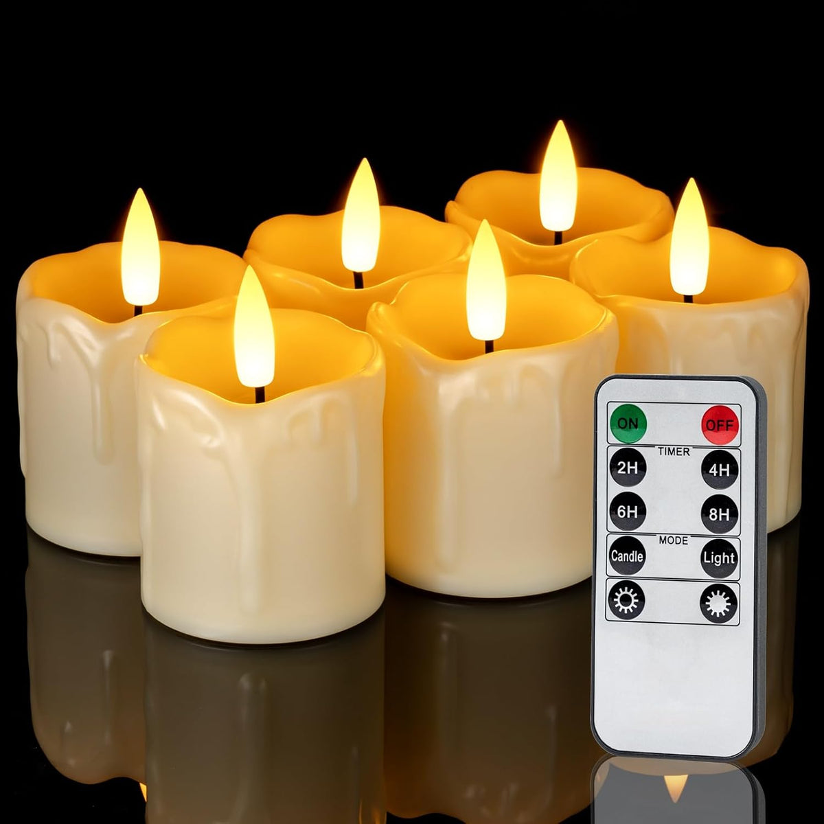 Homemory 2"x 2" Flameless Votive LED Candles with Remote & Timer, 6 Pack
