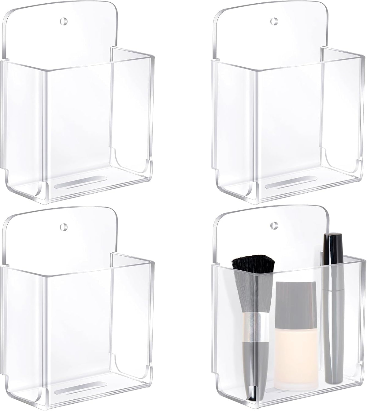 4 Pcs Acrylic Remote Control Holder Clear Adhesive Wall Mount