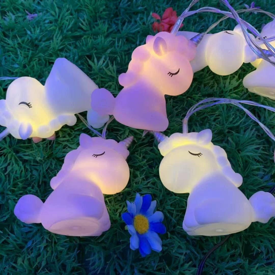 Unicorn String Lights 10 LED Lights Battery Operated Unicorn Fairy Lights Girl Bedroom Birthday Party Kids Wedding Valentine's Day Christmas Decoration (Pink/White Unicorn String Lights)