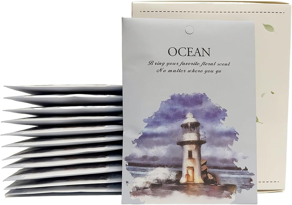 Ocean Scented Sachet Bags - 12 Pack Home & Car Freshener, Odor Eliminator for Closets, Rooms, Drawers, Wardrobes, Toilets, Long - Lasting 360 - Day Fragrance
