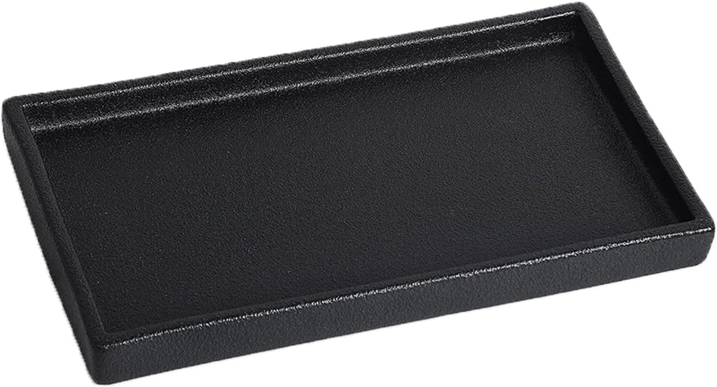Bathroom Vanity Tray - 11'' Ceramic Rough-Textured Rectangle Countertop Tray, Heavy-Duty Organizer Plate for Perfume, Jewelry, Candles, Soap Dispenser, Kitchen Decorative Stone Trays, Black