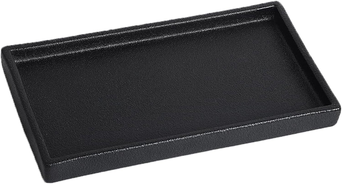 Bathroom Vanity Tray - 11'' Ceramic Rough-Textured Rectangle Countertop Tray, Heavy-Duty Organizer Plate for Perfume, Jewelry, Candles, Soap Dispenser, Kitchen Decorative Stone Trays, Black
