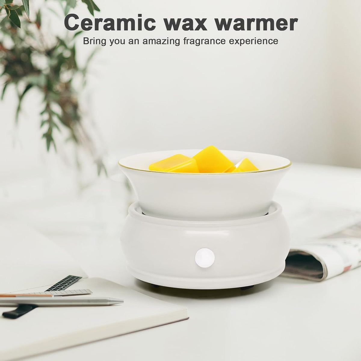 Bobolyn Wax Melter Candle Warmer with Timer - Ceramic Electric Scented Wax Melts Warmer 4-in-1 Candle Burner Melter Timer Adjust Fragrance Intensity Auto Shut Off for Home Office Bedroom Gift & Decor