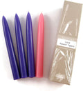 Set of Four 8" Tall Solid Advent Beeswax Taper Candles-Comes Packaged in an Attractive Gift Box-Each Candle Measures Approx. 8" Tall and 7/8" Wide and Will Burn for Approx. 8 Hours.-Made in the USA