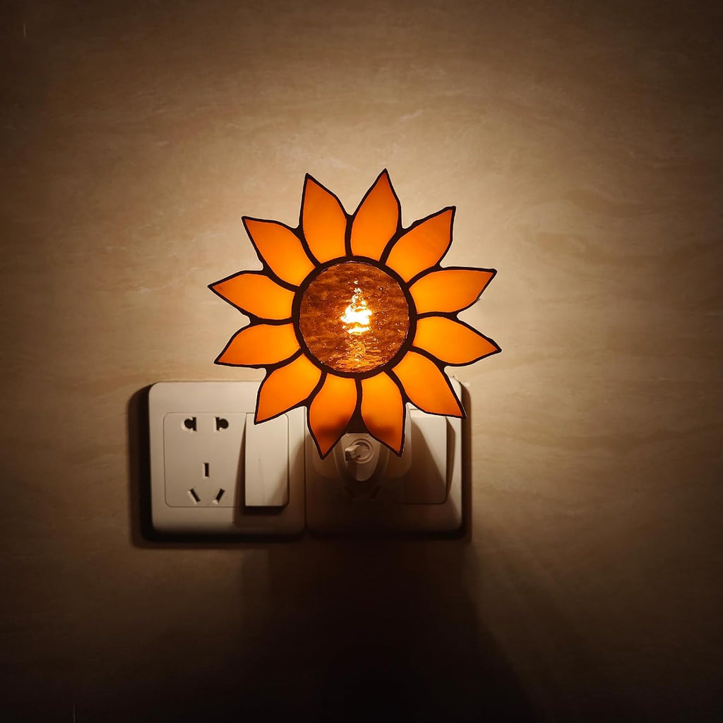 CHEZBABY Stained Glass Sunflower Plug-in Night Light