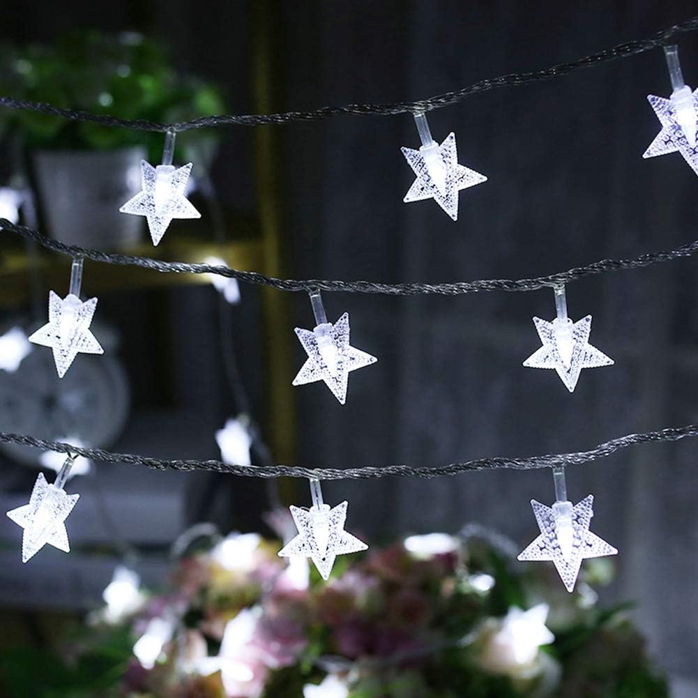 Twinkle Star 100 LED Star String Lights Plug in 33FT, White