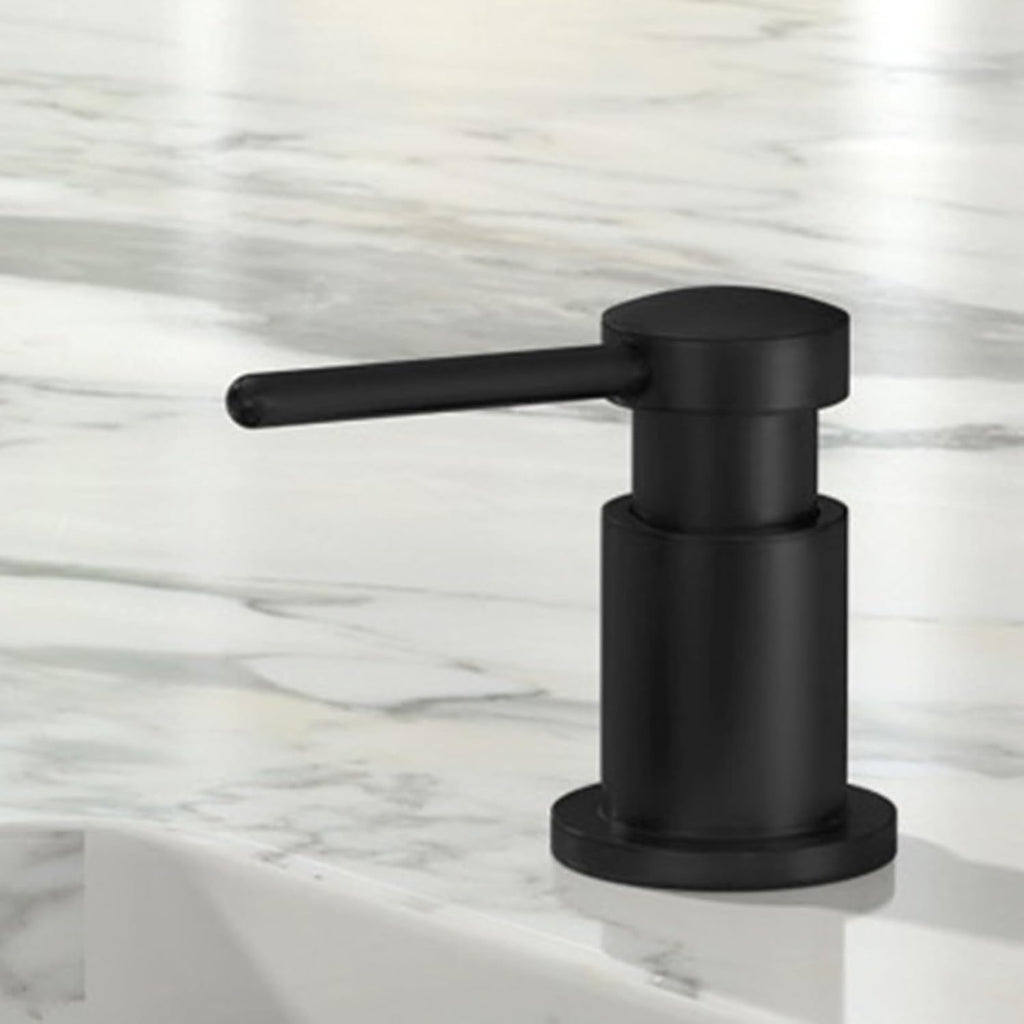 Lava Odoro Black Soap Dispenser for Kitchen Sink, Modern Brass Built in Countertop Pump Dispenser with 18 Oz Refillable Bottle, Kitchen Soap and Lotion Dispenser Spot-Free, Matte Black, KSD-21