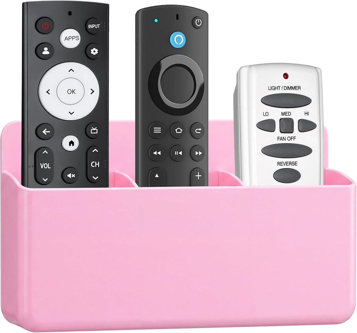 3 Slot Remote Control Holder, TV Remote Holder Wall Pen Storage Accessories for Home Office School (Pink)
