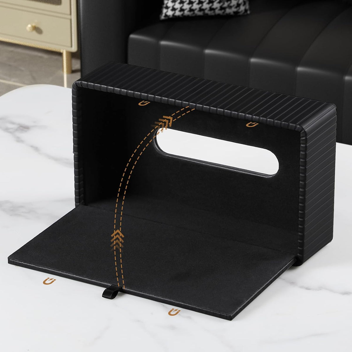 Short Tissue Box Cover, Rectangle Tissue Box Holder, Black