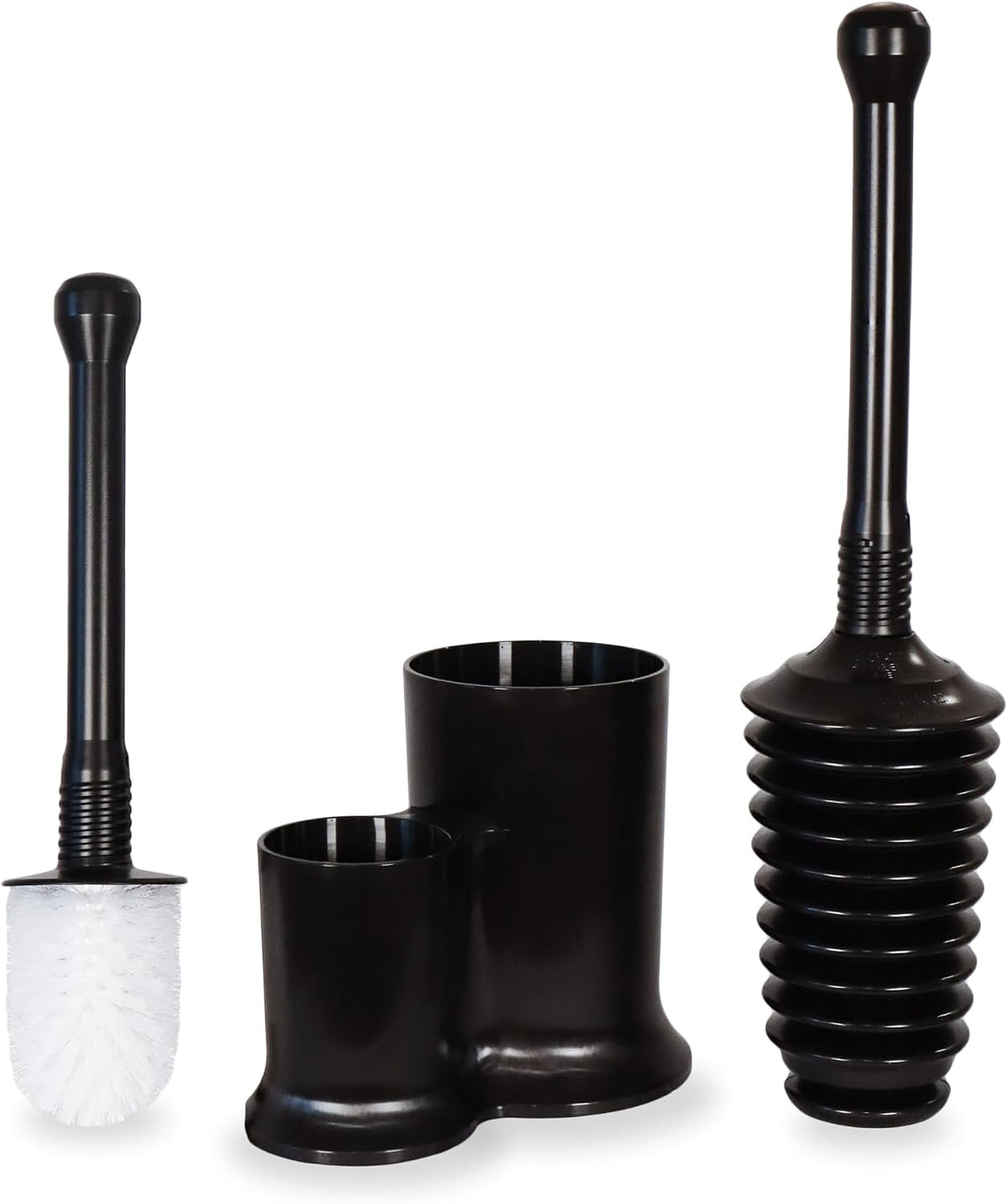 Master Plunger 500 & Toilet Brush Combo Set – Heavy-Duty Black Toilet Plunger with High-Efficiency Brush and Holder – Durable, Compact Bathroom Cleaning Kit: MP500-C3