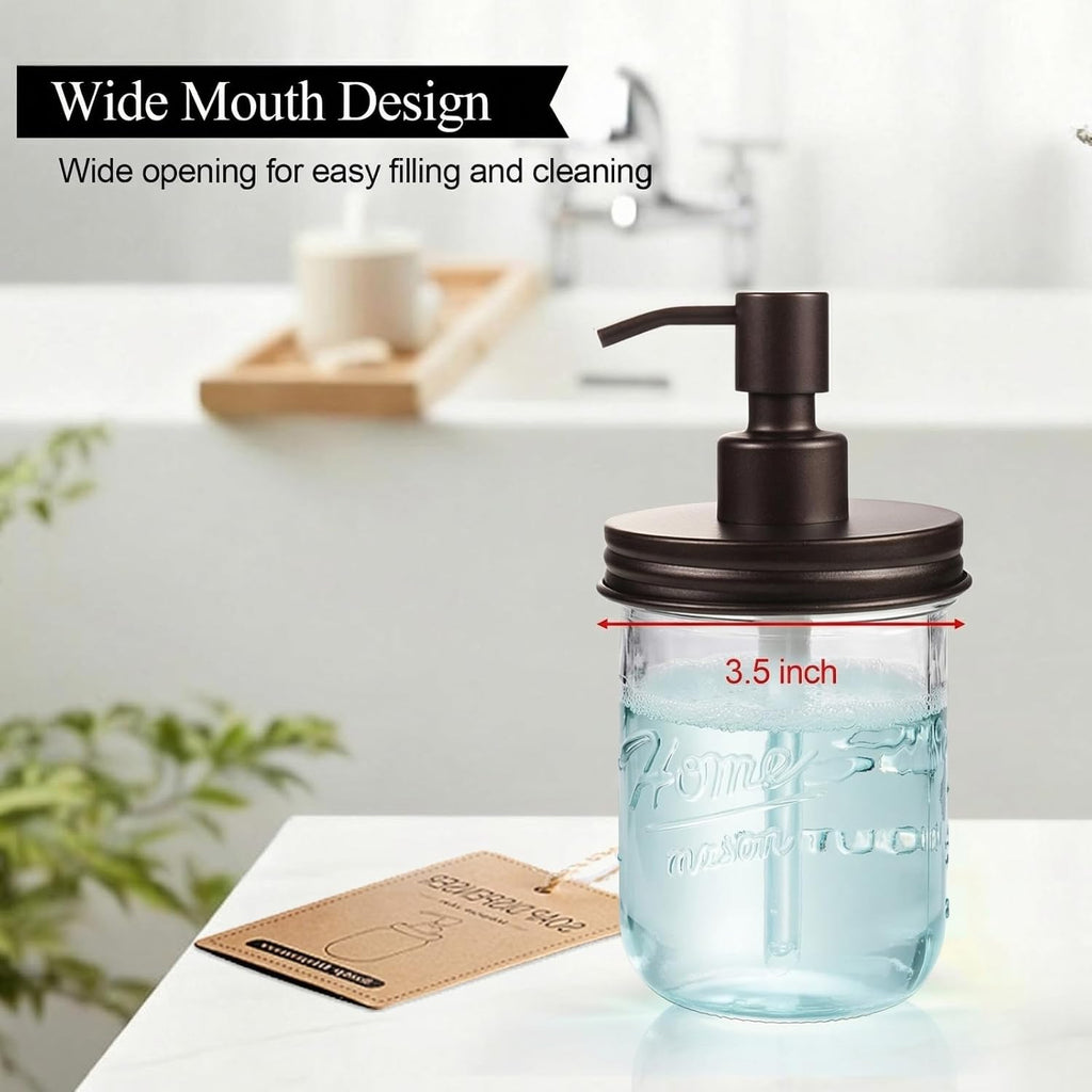 SheeChung 16oz Mason Jar Soap Dispenser, Bronze Stainless Steel Pump,2 Pack