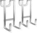 FYY 2 Packs Over The Door Hooks, Heavy Duty Door Hanger Hook, No Drill Wall Hooks for Hanging Coat, Towel, Bag in Bathroom, Closet Fits Most Doors Up to 1-7/8" Thickness （Silver）
