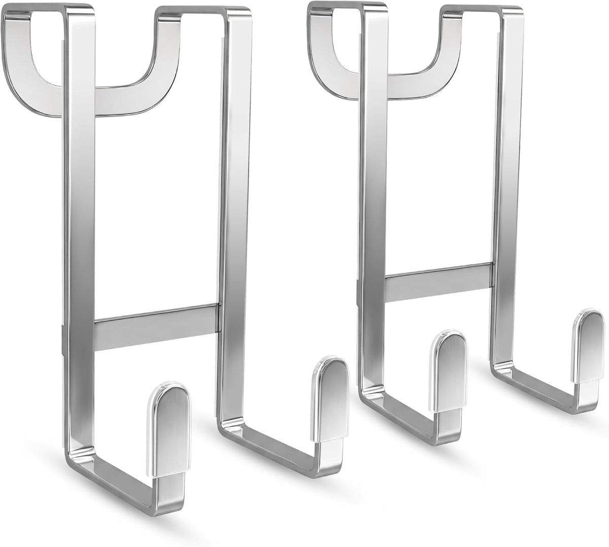 FYY 2 Packs Over The Door Hooks, Heavy Duty Door Hanger Hook, No Drill Wall Hooks for Hanging Coat, Towel, Bag in Bathroom, Closet Fits Most Doors Up to 1-7/8" Thickness （Silver）