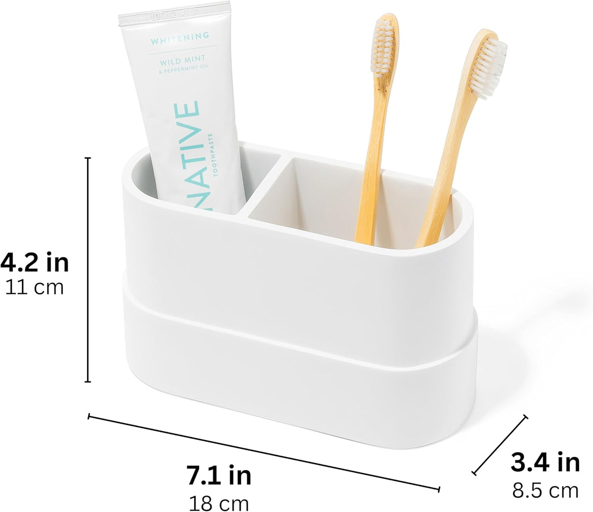 Yew Design Matte White Bathroom Toothbrush Holder Cup - Round Large