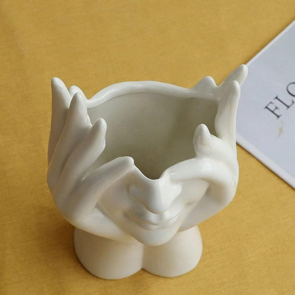 White Face Vase Unique Ceramic Vase for Room,Office,Home Decor