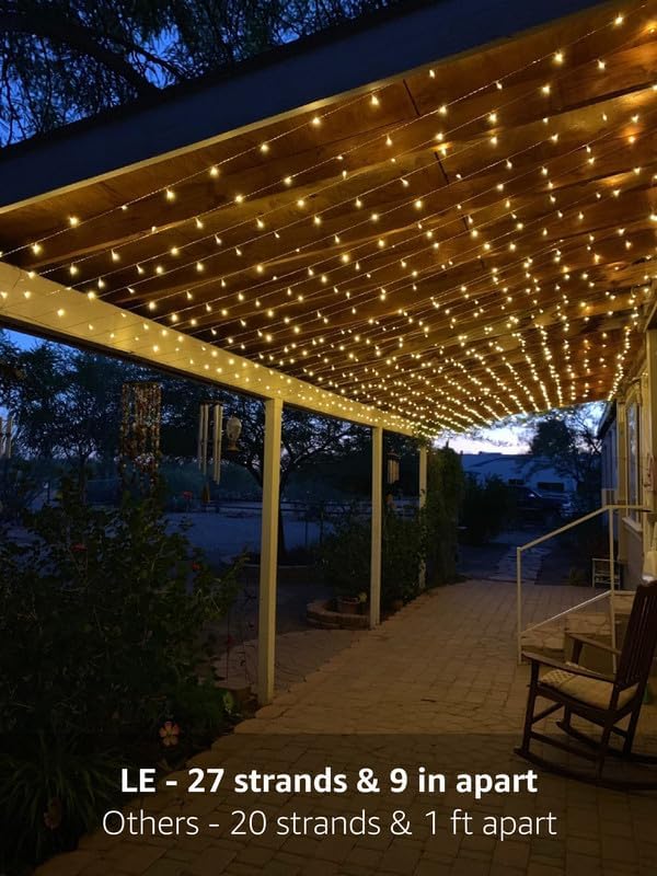 Lighting EVER 594 LED Curtain Lights, 20×10 ft Plug in Hanging Fairy Lights