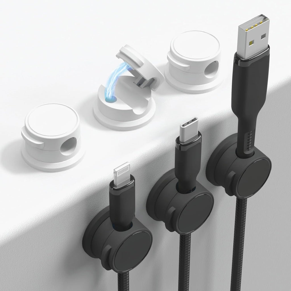 Travel Depot Cable Management Magnetic Snap Organizer 6-Pack, Black & White