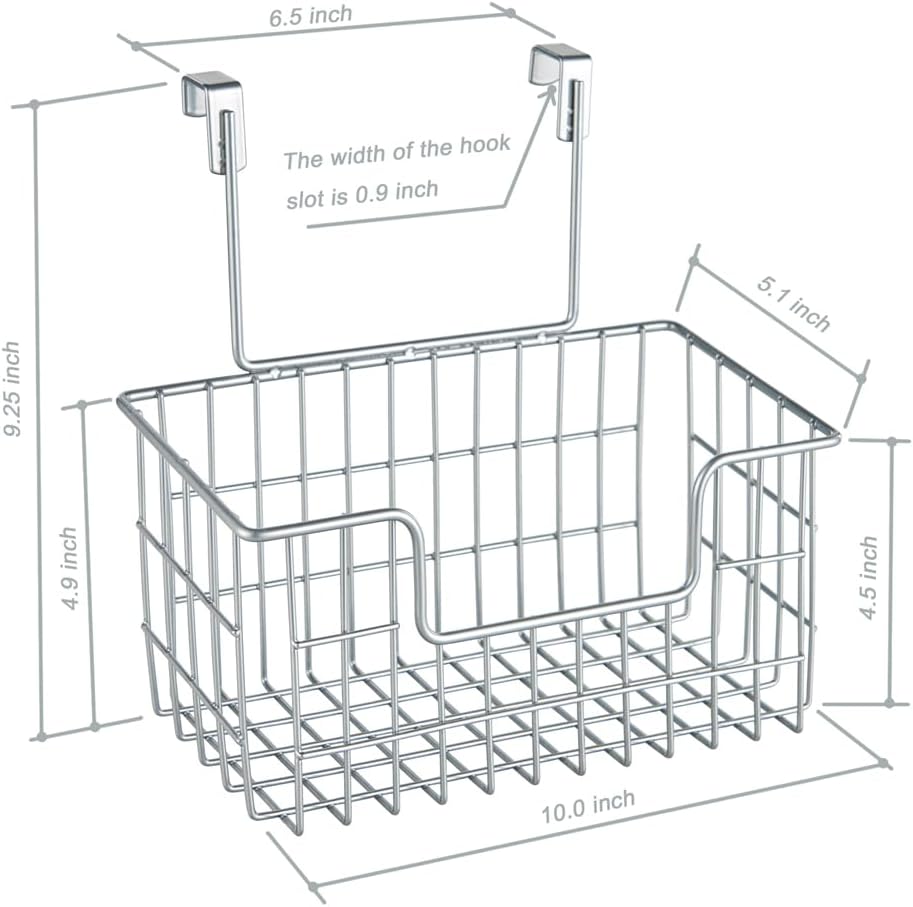 JUNCHU CHERRY Wire Hanging Storage Basket 2 Packs, Wall Mounted Kitchen Bathroom Storage Basket, Multi-Functional, No Punching, Strong Bearing, Chrome
