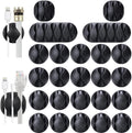 OHill 24PCS Black Cable Clips, Self Adhesive Cord Holder Cord Organizer