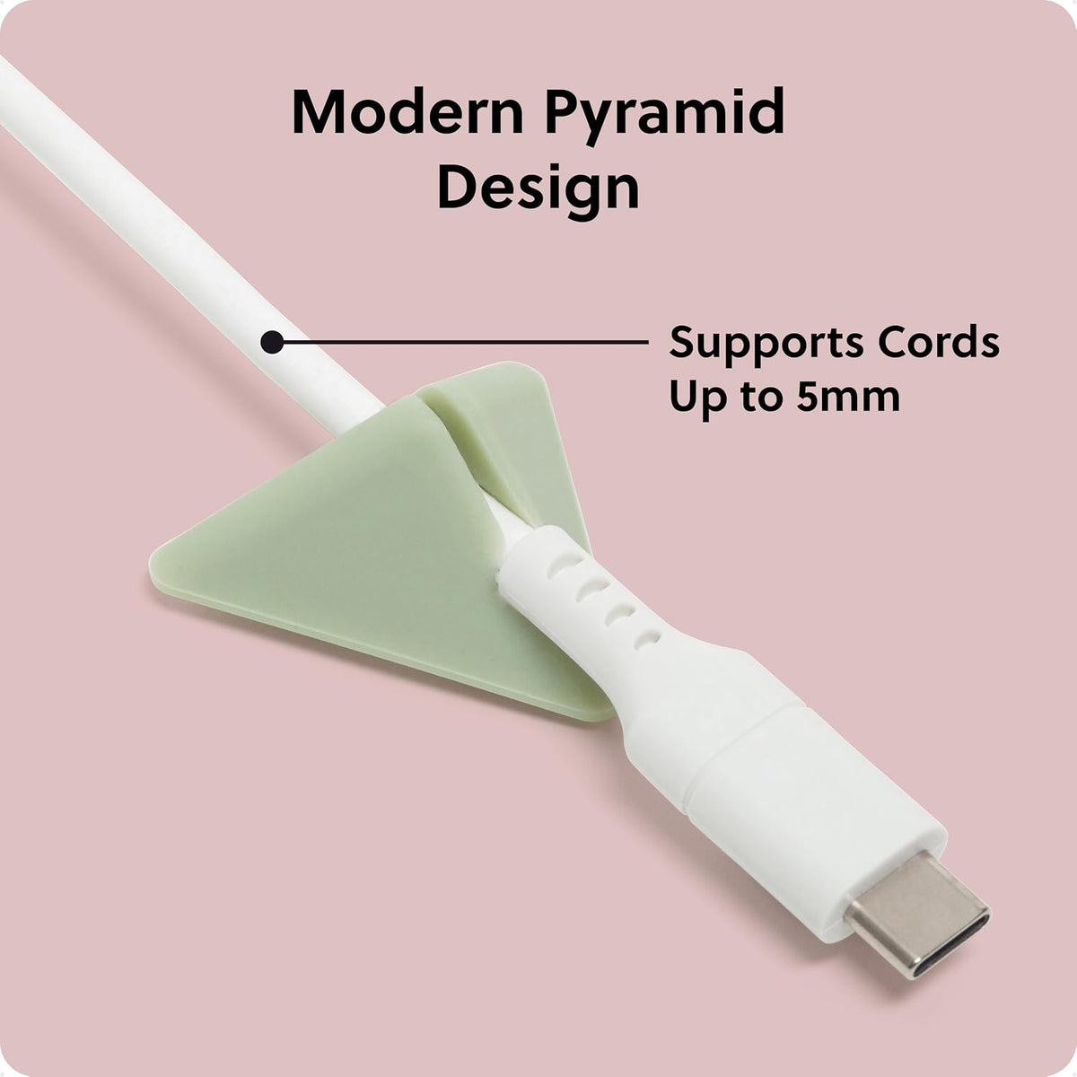 U Brands Pyramid Cord Organizers, Set of 12 Cable Clips, Assorted Colors
