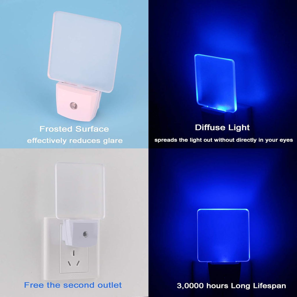 Blue Led Night Light Plug in - 4 Pack Dusk to Dawn Sensor Auto ON Off 0.5W