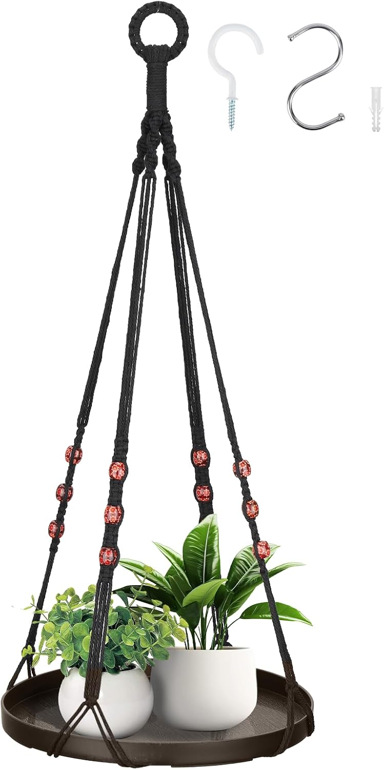 GREANER 1Pack Indoor Hanging Planter Shelf with 2 Ceiling Hooks