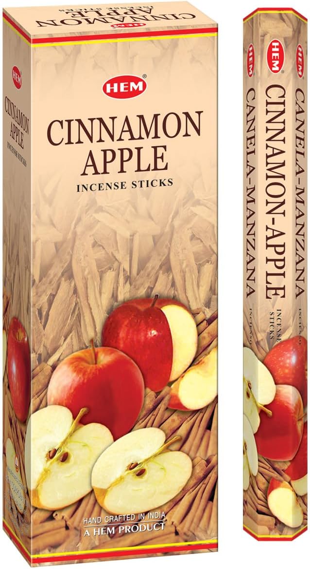 Hem Cinnamon Apple Incense Sticks (120 Sticks, 6 Boxes Inside) - 9 Inches Long, 20g per Box - Cozy and Inviting Fragrance, Evoking The Essence of Freshly Baked Apple Pie.