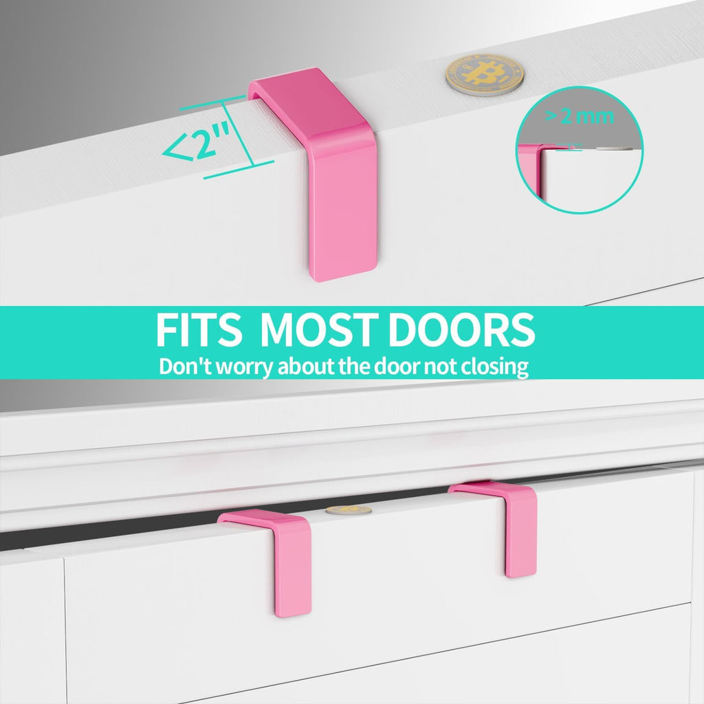 HapiRm Over Door Organizer Storage - Separable Door Organizer Hanging with 6 Metal Large Capacity Baskets for Bathroom Bedroom Kitchen Pantry Closet (Pink)