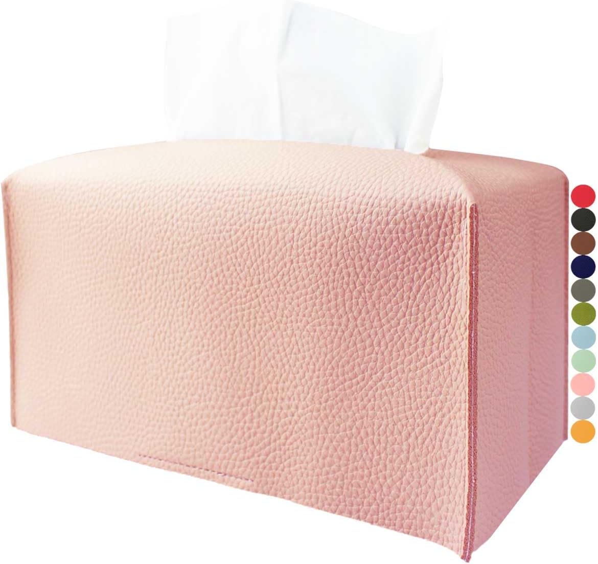 Pink Tissue Box Cover Rectangular - Plus Size Large Tissue Box Cover Rectangle [JESMINI] Faux Leather Tissue Box Holder Long for Extra Large Rectangle Facial Tissue Box