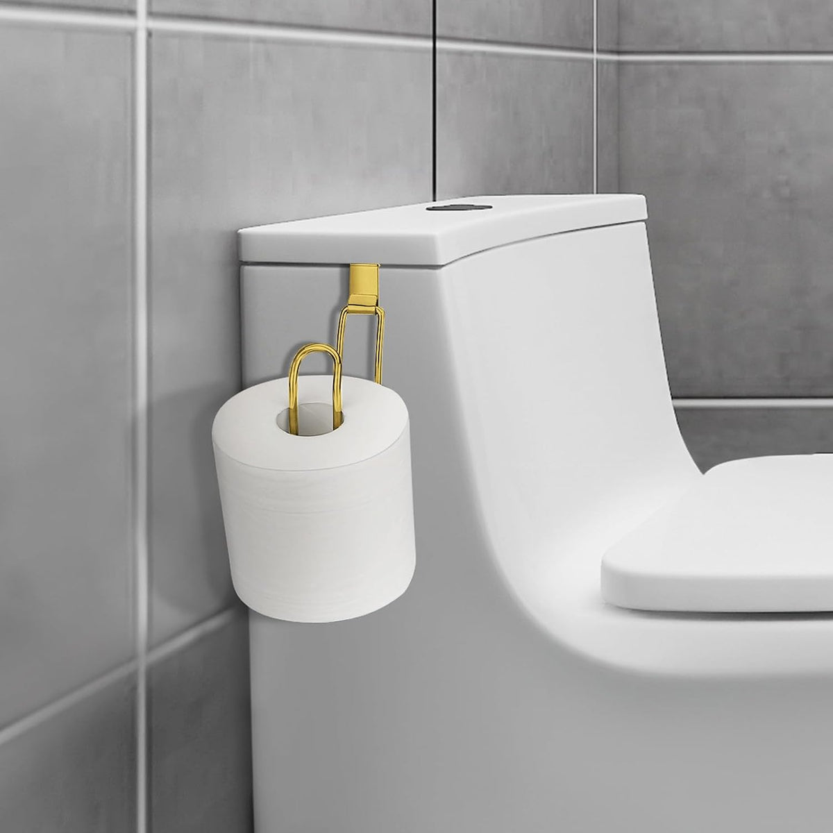 Over the Tank Toilet Paper Holder, Bathroom Organizers and Storage, Gold