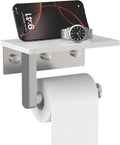 Brushed Nickel Toilet Paper Holder with Marble Shelf Tissue Roll Holder