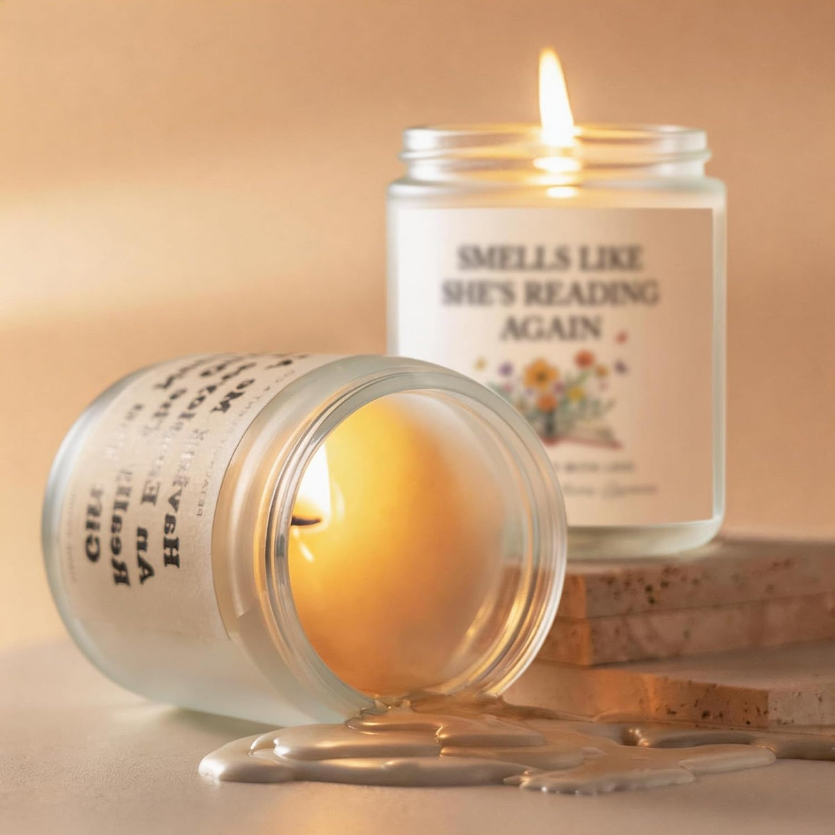 AceThrills Book Lovers Gifts for Book Lovers Women, Bookish Gifts for Readers - Lavender Scented Soy Wax Candle (She's Reading Again)
