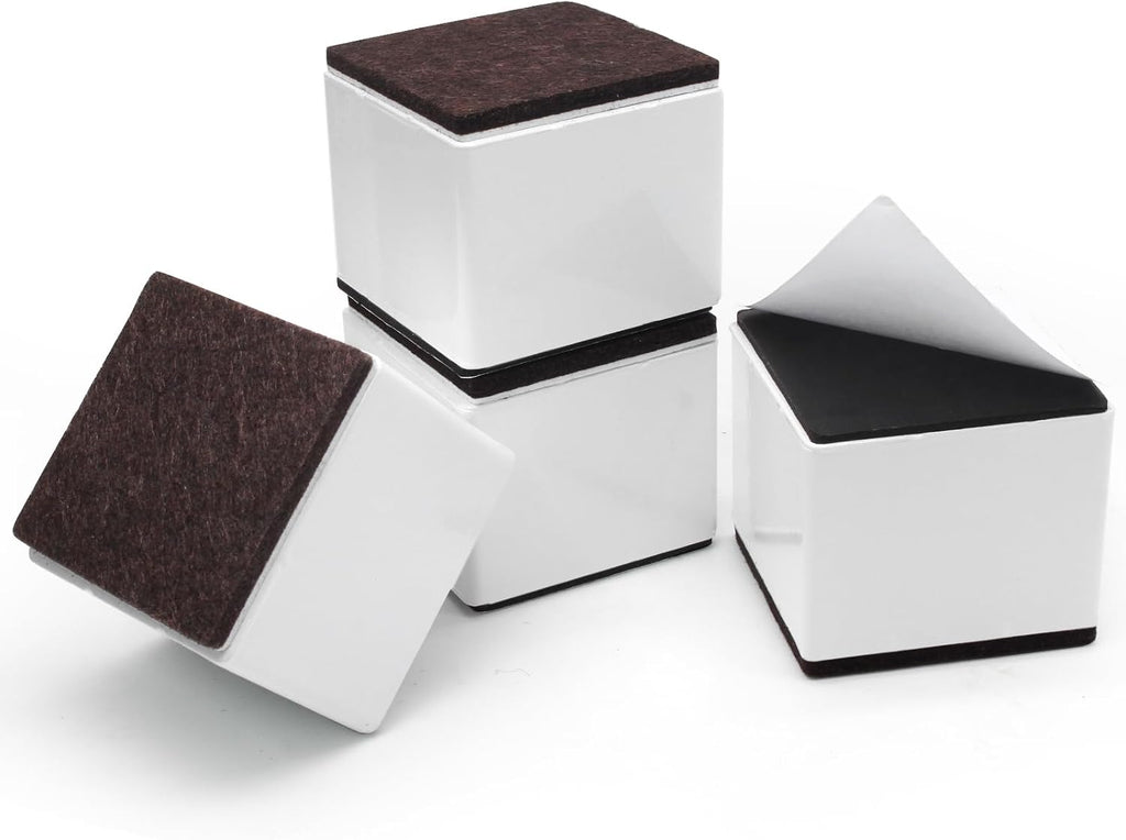 Self-Adhesive Furniture Risers 4Pcs, Square Adds 2" Height, White