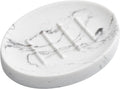 Resin Soap Dish Bathroom,Marble Look Soap Holder for Shower,Soap Tray for Kitchen Sink(Marble White)