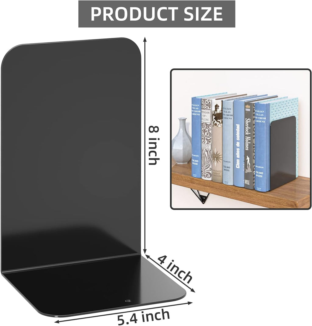 VFINE 4 Pairs Book End, Bookends for Shelves , Book Stopper for Heavy Books