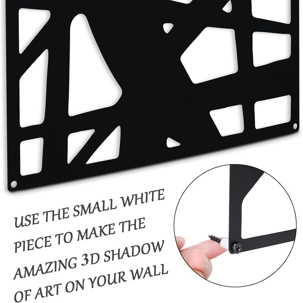 Bdor Black Metal Wall Art Panels Set of 4 Modern Geometric Wall Decor