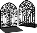 2 Pcs Vintage Door Bookends, Metal Decorative Bookends for Shelves, Heavy Duty Book Holders Suitable for Multiple Scenarios, Black