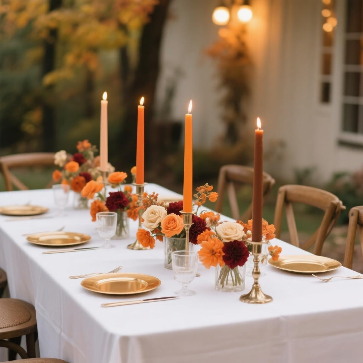 10 Inch Earth Tone Unscented Taper Candles for Fall Harvest