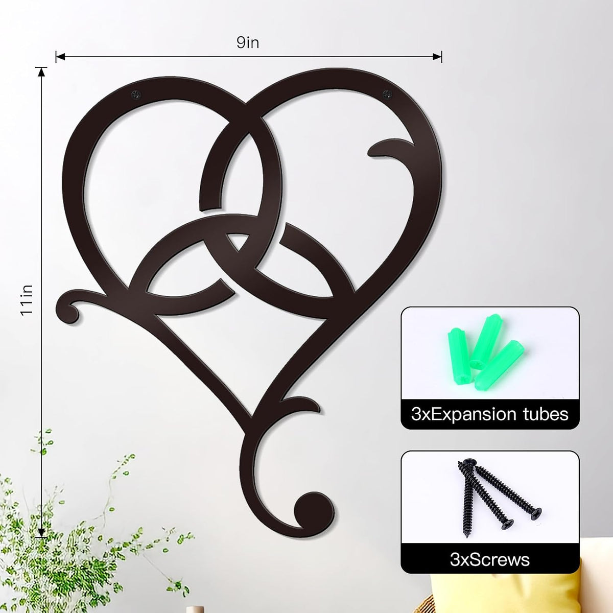 Bnesi Infinity Heart Metal Wall Art Love Signs for Home Decor Black Wall Decor Above Bed Wall Decor Minimalist Wall Art for Living Room Bedroom Bathroom Kitchen (Style L)