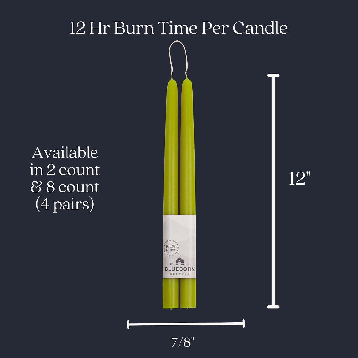 Taper Candles, 12 Inch Pistachio Green, 2 Count
