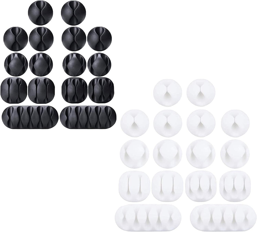 OHill Desk Cable Management Cord Organizer, 32 Pack Self Adhesive Cord Holder Cable Clips, Ideal Cable Organizer Wire Keeper for Desk, Nightstand, Phone Charger, Computer, Home, Office, Car