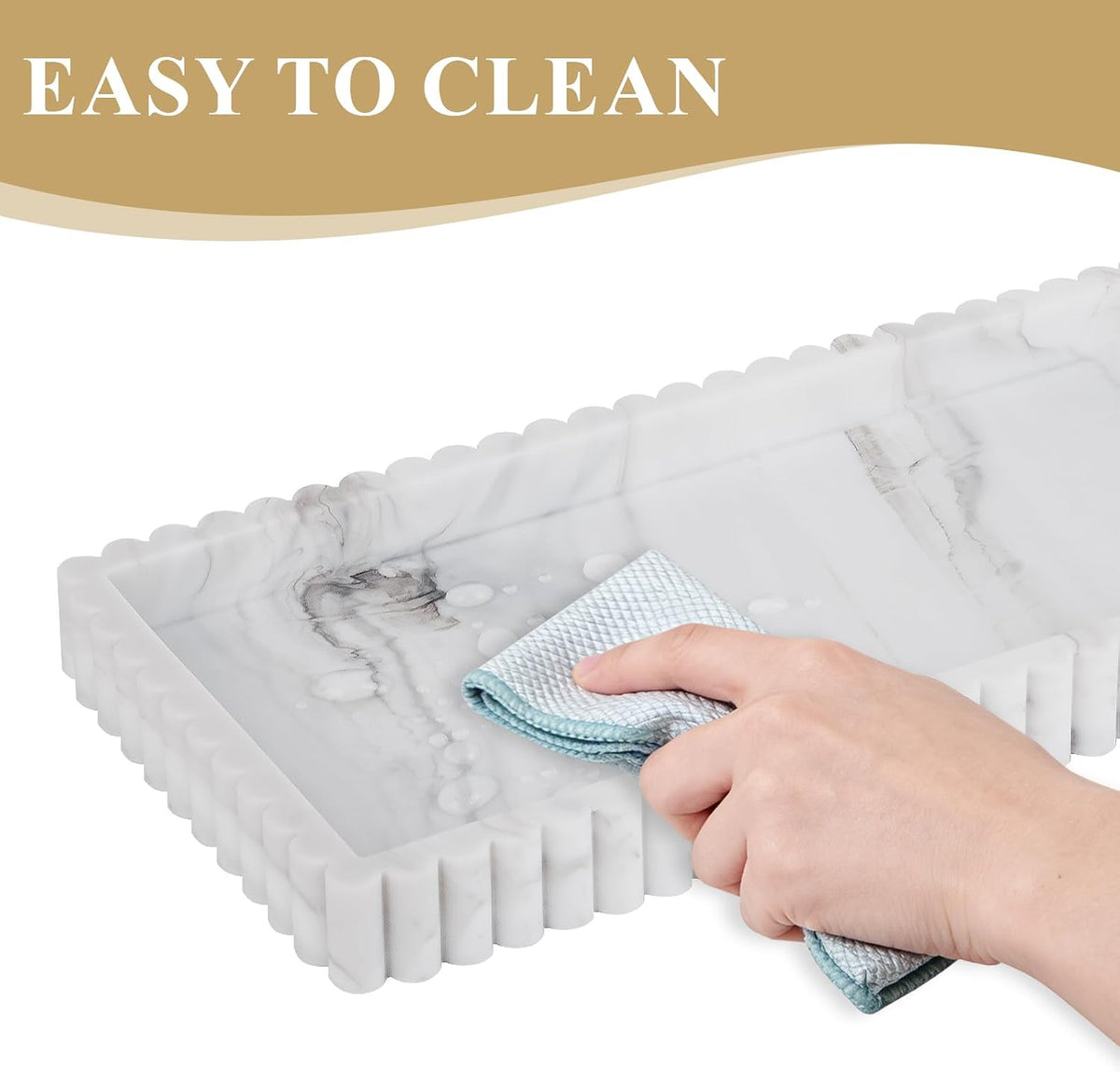 Silicone Bathroom Tray Small Vanity Tray Kitchen Counter Decor, Marble