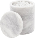Marble Q-Tip Holder for Bathroom, White 4" Cotton Swab Canister