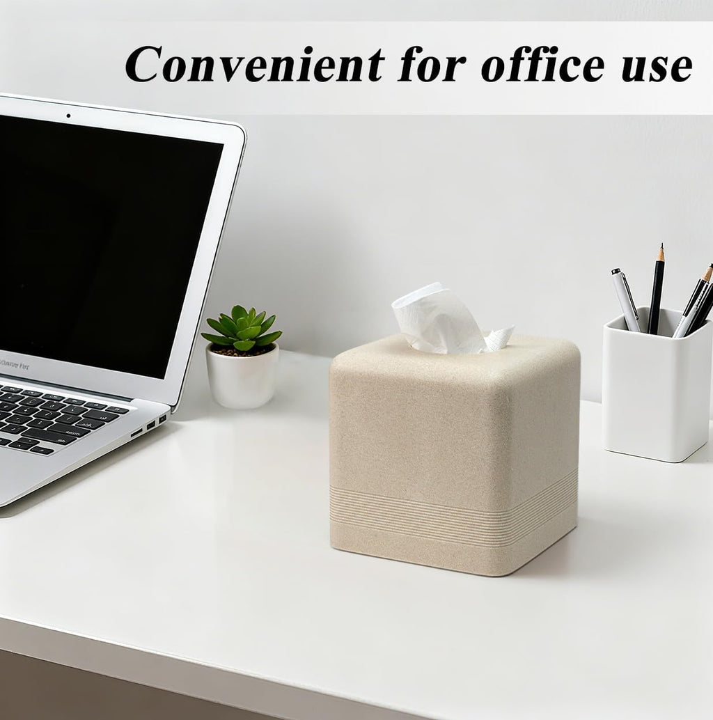 YMXYJM Resin Tissue Box Cover, Modern Square Holder, Beige