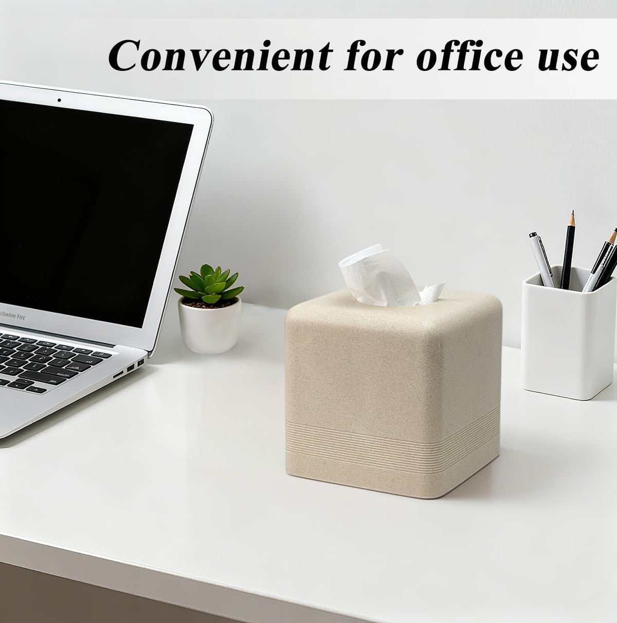 YMXYJM Resin Tissue Box Cover, Modern Square Holder, Beige