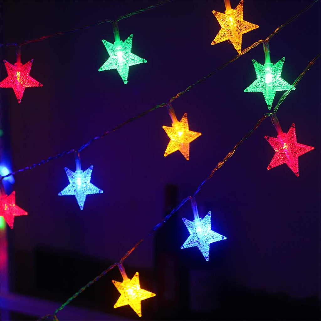 Star String Lights Battery Operated,16.4FT 50LED Waterproof Fairy Lights,Battery Powered Christmas Lights with 8 Modes Remote Control & Timer for Indoor Outdoor Bedroom Tent Party Multicolor
