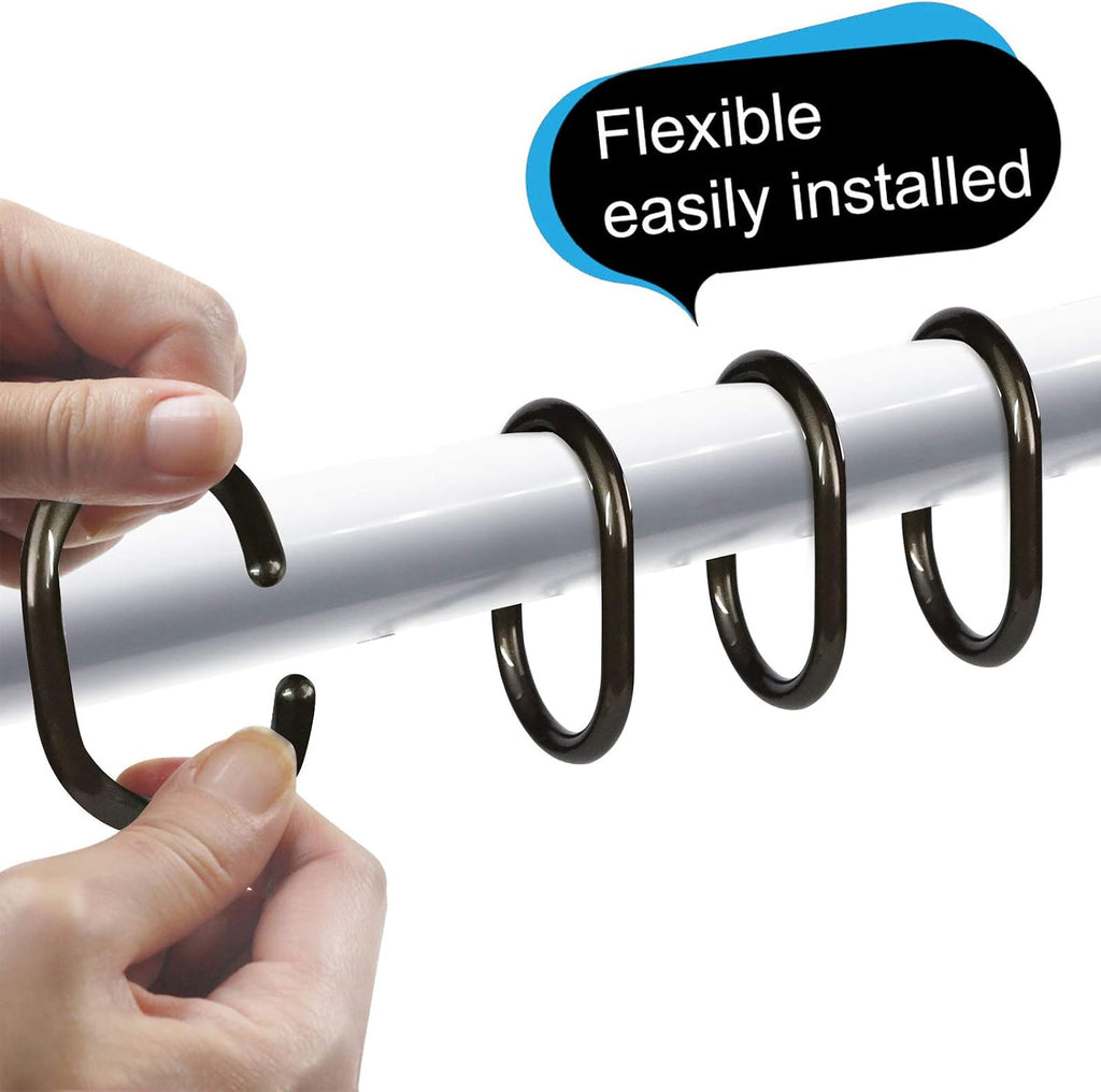 24 pcs Shower Curtain Rings Plastic Shower Curtain Hooks C-Shaped Rings Hook Hanger Bath Drape Loop Clip Glide Bathroom Shower Window Rod (Bronze)