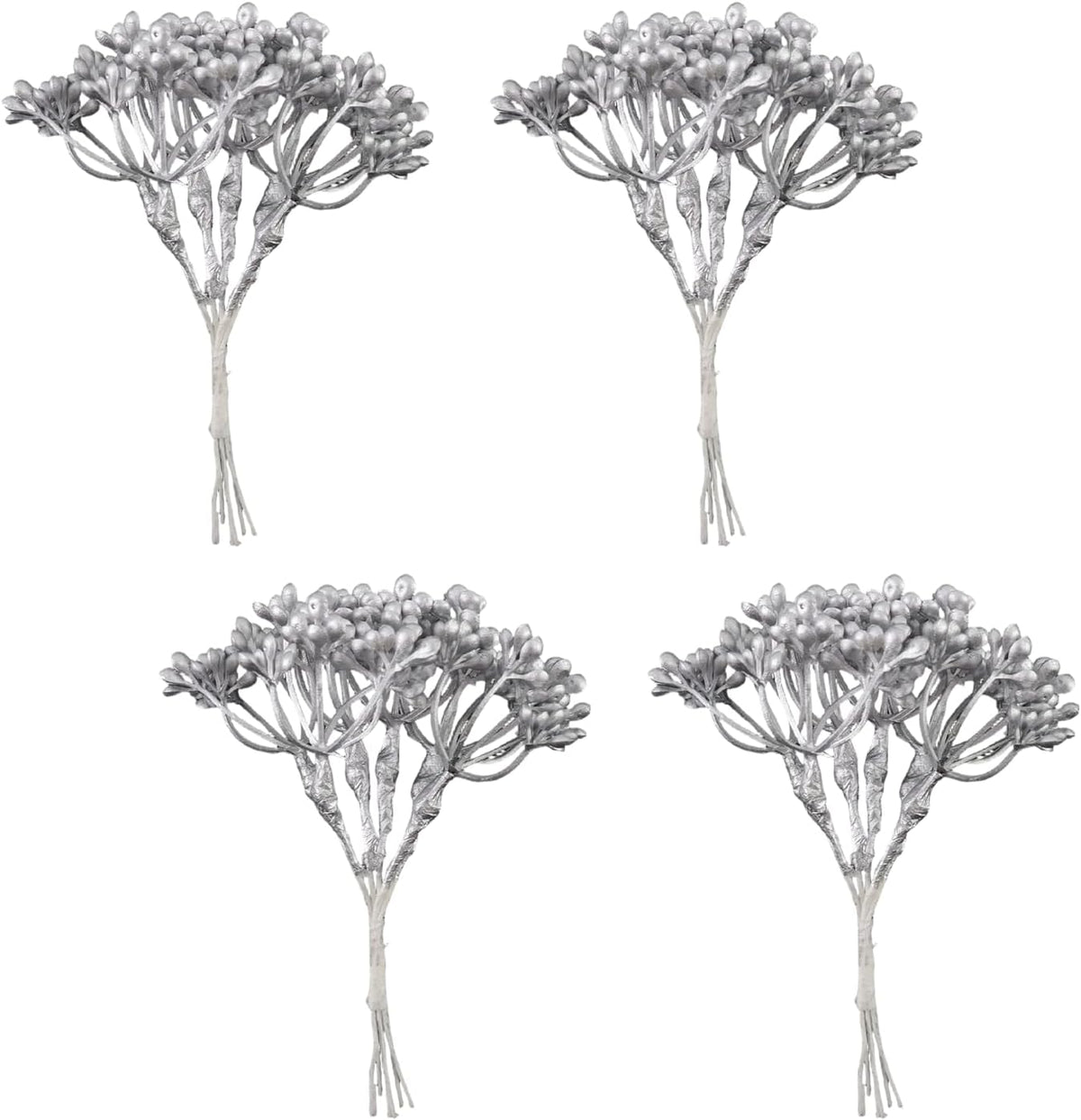 Fake Leaves Artificial Flocked Eucalyptus Stems (Silver Pearl Flower)