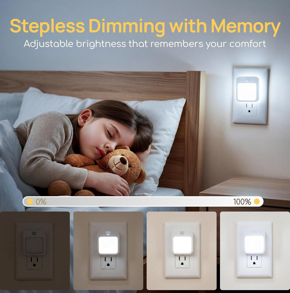 Plug-in LED Night Light with Automatic Motion Sensor, Cool White, 4-Pack