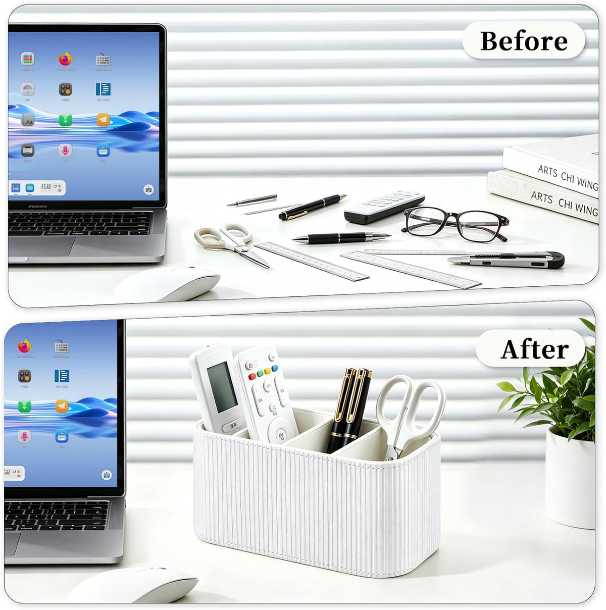 TV Remote Control Holder Remote Holder Caddy Organizer (Ivory)